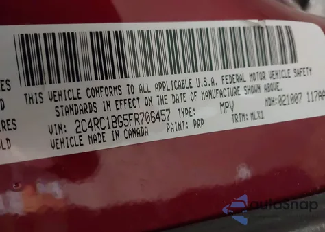 2015 Chrysler Town & Country Touring from USA, damaged, VIN 2C4RC1BG5FR706457